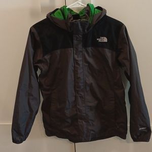 Grey and black boys northface hooded jacket size Large